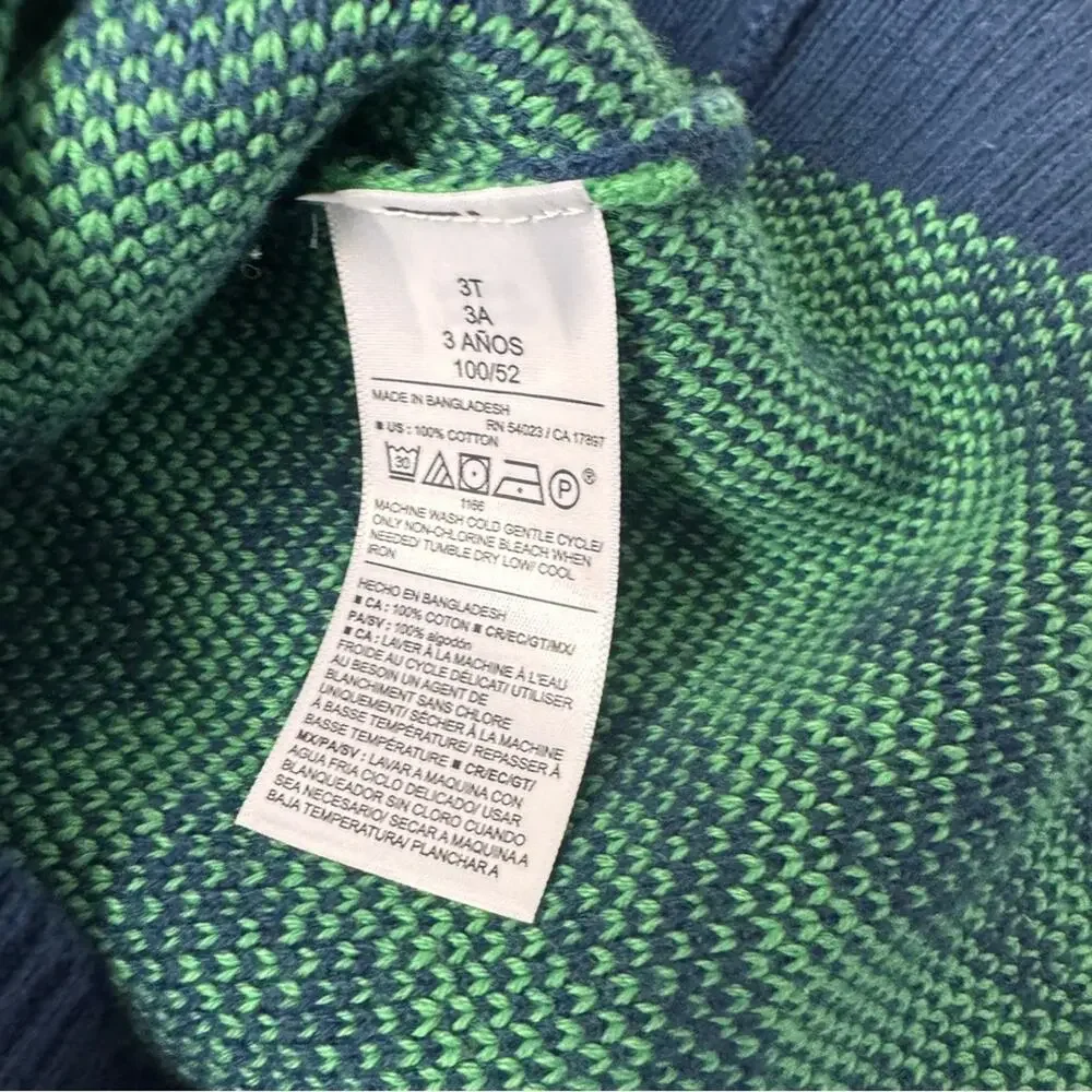 Old Navy Green and Blue Leopard Print Sleeveless V Front Sweater Vest  Sz 3T